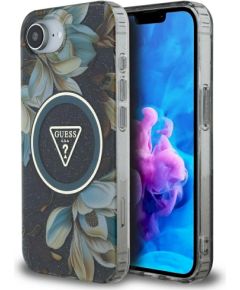 Guess IML Metal Glitter Flowers Triangle MagSafe Case Защитный чехол для iPhone 16e/17e / чёрный Чехлы - альтернативные