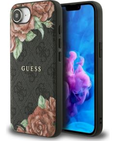 Case Guess 4G Flowers Print MagSafe Защитный чехол для iPhone 16e/17e / чёрный Чехлы - альтернативные