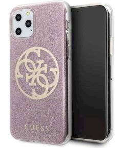 Guess GUHCN58PCUGLPI 4G Circle Glitter Защитный чехол для iPhone 11 Pro / розовый Чехлы - альтернативные