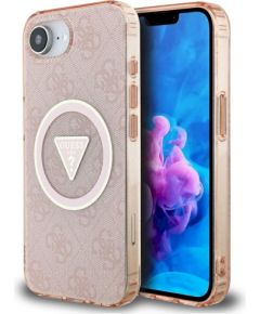 Case Guess IML Metal Glitter 4G Circle Triangle MagSafe Защитный чехол для iPhone 16e / 17e / розовый Чехлы - альтернативные