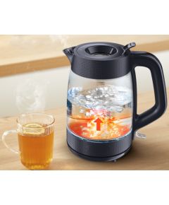 TEFAL Kettle KO2G08E0 2000 W Electric 1.7 L Heat-resistant glass 360° rotational base Black/Transparent Чайники (электрические)