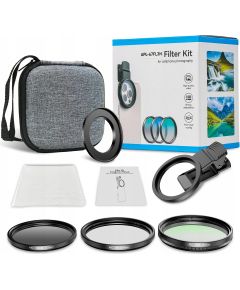 Filtr Apexel Zestaw Filtrów 3w1 Filtr Cpl / Uv / Nd32 Do Telefonu I Aparatu / 67mm Klips I Adapter Na 52mm Apexel / Apl-67fl3n Statīvi un piederumi