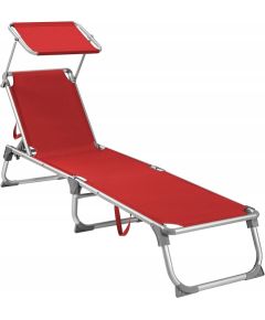 Songmics Leżak, leżak, leżak ogrodowy, oparcie i baldachim regulowane, składane, lekkie, 55 x 193 x 31 cm, nośność do 150 kg, ogród, balk Guļamkrēsli un sauļošanās krēsli