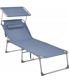 Songmics Leżak, leżak, leżak ogrodowy, bardzo duży, 71 x 200 x 38 cm, nośność do 150 kg, z zagłówkiem i baldachimem, regulowane oparcie, Guļamkrēsli un sauļošanās krēsli