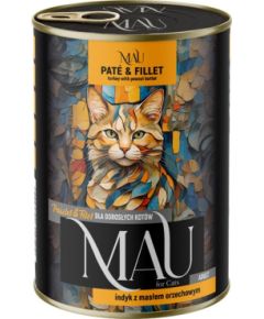 Dolina Noteci MAU Pate and Fillet Turkey with peanut butter - wet cat food - 400g Консервы кошек