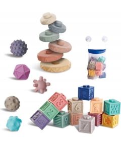 LeanToys Miękkie Gumowe Klocki Edukacyjne Zwierzęta Liczby Wzory Kolorowe 27 el. Mašīnas un piederumi