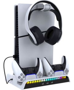 iPega P5S006 RGB Uzlādes Statīvs + Dzesēšana Priekš PS5 Slim Spēļu Kontrollerim Spēļu kontrolieri