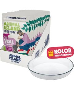 ANIMAL ISLAND Everyday Veal in jelly broth Box - wet cat food - 12x85g + free plate Kaķu konservi