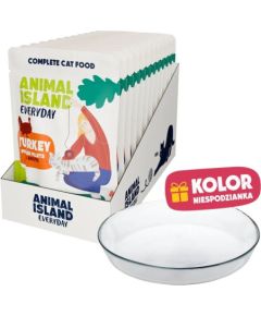 ANIMAL ISLAND Everyday Turkey in broth Box - wet cat food - 12x85g + free plate Kaķu konservi