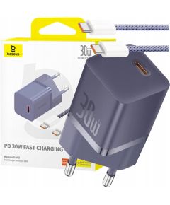 Baseus GaN5 30W USB-C EU Lādētājs ar Baseus Dynamic 3 USB-C kabeli 100W 1m / violets Telefonu lādētāji 220v