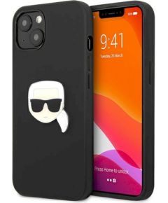 Karl Lagerfeld KLHCP13SPKMK Hardcase Leather Ikonik Karl`s Head Aizsargapvalks priekš iPhone 13 mini 5,4" / melns Neoriģinālie Maciņi