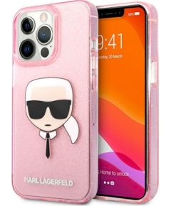 Karl Lagerfeld KLHCP13XKHTUGLP Защитный чехол для iPhone 13 Pro Max 6,7" Glitter Karl`s Head / розовый Чехлы - альтернативные