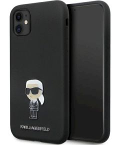 Karl Lagerfeld KLHCN61SMHKNPK Silicone Ikonik Metal Pin Aizsargapvalks priekš iPhone 11/Xr 6.1" / melns Neoriģinālie Maciņi
