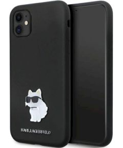 Karl Lagerfeld KLHCN61SMHCNPK Silicone C Metal Pin Hardcase Aizsargapvalks priekš iPhone 11/Xr 6.1" / melns Neoriģinālie Maciņi