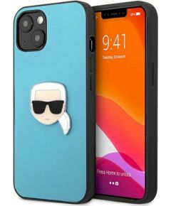 Karl Lagerfeld KLHCP13SPKMB Leather Ikonik Karl`s Head Me Aizsargapvalks priekš iPhone 13 mini 5.4" / zils Neoriģinālie Maciņi