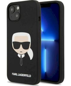 Karl Lagerfeld KLHCP13SSLKHBK Silicone Karl`s Head Aizsargapvalks priekš iPhone 13 mini 5,4" / melns Neoriģinālie Maciņi