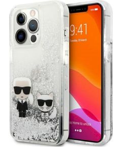 Karl Lagerfeld KLHCP13XGKCS Liquid Glitter Karl&Choupette Защитный чехол для iPhone 13 Pro Max 6.7" / серебристый Чехлы - альтернативные