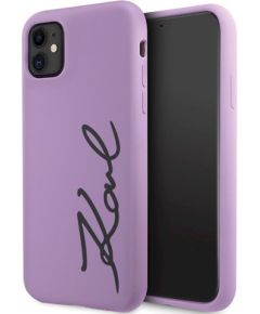 Karl Lagerfeld KLHCN61SKSVGU Silicone Signature Hardcase Aizsargapvalks priekš iPhone 11 / Xr 6.1" / violets Neoriģinālie Maciņi