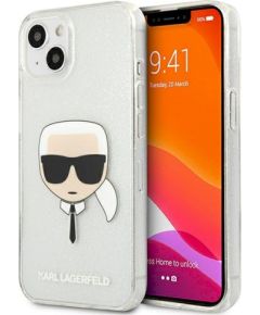 Karl Lagerfeld KLHCP13SKHTUGLS Hardcase Glitter Karl`s Head Защитный чехол для iPhone 13 mini 5,4" / серебряный Чехлы - альтернативные