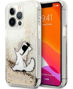 Karl Lagerfeld KLHCP13XGCFD Liquid Glitter Choupette Fun Aizsargapvalks priekš iPhone 13 Pro Max 6,7" / zelts Neoriģinālie Maciņi