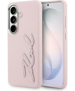 Karl Lagerfeld Grained Signature Metal Resin Logo Защитный чехол для Samsung Galaxy S26 / розовый Чехлы - альтернативные
