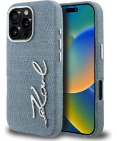 Karl Lagerfeld FW Jeans Signature Logo Aizsargapvalks priekš iPhone 16 Pro Max / zils Neoriģinālie Maciņi