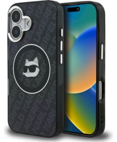 Karl Lagerfeld IML Choupette Head Logo MagSafe Aizsargapvalks priekš iPhone 16 / melns Neoriģinālie Maciņi