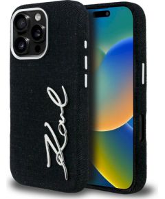 Karl Lagerfeld FW Jeans Signature Logo Aizsargapvalks priekš iPhone 16 Pro / melns Neoriģinālie Maciņi