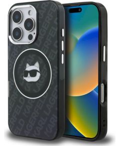 Karl Lagerfeld IML Choupette Head Logo MagSafe Aizsargapvalks priekš iPhone 16 Pro Max / melns Neoriģinālie Maciņi