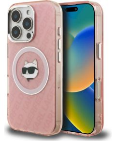 Karl Lagerfeld IML Choupette Head Logo MagSafe Aizsargapvalks priekš iPhone 16 Pro / rozā Neoriģinālie Maciņi