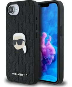 Karl Lagerfeld Monogram Karl Head Pin Case Aizsargapvalks priekš iPhone 16e / 17e / melns Neoriģinālie Maciņi