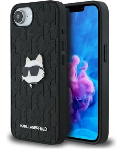 Karl Lagerfeld Monogram Choupette Head Pin Aizsargapvalks priekš iPhone 16e/17e / melns Neoriģinālie Maciņi