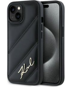 Karl Lagerfeld KLHCP15SPQDSMGK Diagonal Quilted Script Защитный чехол для iPhone 15/14/13 6.1" / чёрный Чехлы - альтернативные