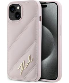Karl Lagerfeld KLHCP14SPQDSMGP Diagonal Quilted Script Защитный чехол для iPhone 14 / 15 / 13 6.1" / розовый Чехлы - альтернативные