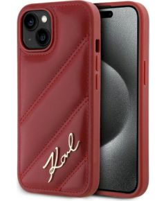 Karl Lagerfeld KLHCP15SPQDSMGR Diagonal Quilted Script Защитный чехол для iPhone 15/14/13 6.1" / красный Чехлы - альтернативные