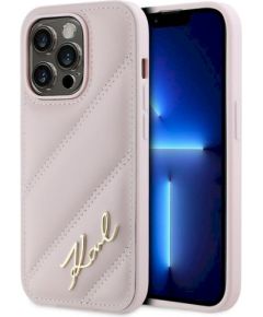 Karl Lagerfeld KLHCP14XPQDSMGP Diagonal Quilted Script Защитный чехол для iPhone 14 Pro Max 6.7" / розовый Чехлы - альтернативные