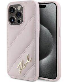 Karl Lagerfeld KLHCP15LPQDSMGP Diagonal Quilted Script Защитный чехол для iPhone 15 Pro 6.1" / розовый Чехлы - альтернативные