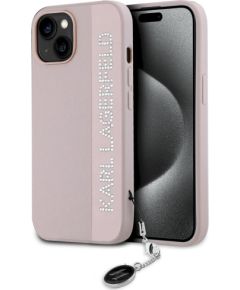 Karl Lagerfeld KLHCP15SPSAKDGCP Hardcase Saffiano Rhinestones Aizsargapvalks priekš iPhone 15 / 14 / 13 6.1" / rozā Neoriģinālie Maciņi