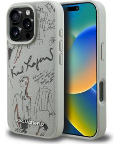 Karl Lagerfeld Grained Pattern & Logo MagSafe Case Защитный чехол для iPhone 16 Pro Max / серый Чехлы - альтернативные