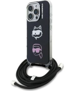 Karl Lagerfeld IML Crossbody Karl&Choupette Head Защитный чехол для iPhone 16 Pro Max / чёрный Чехлы - альтернативные