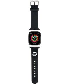 Karl Lagerfeld Strap KLAWMSLCNK Ремешок для часов Apple Watch 38/40/41mm 3D Rubber Choupette Heads / чёрный Smart pūlksteņu aksesuāri