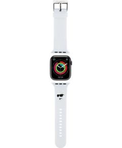 Karl Lagerfeld Strap KLAWLSLCNH Viedpulksteņu siksniņa priekš Apple Watch 42/44/45/49mm 3D Rubber Choupette Head / balts Smart-Watch aksesuāri