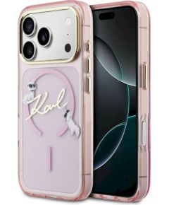 Karl Lagerfeld IML Choupettes Karl Script Logo MagSafe Защитный чехол для iPhone 17 Pro Max / розовый Чехлы - альтернативные