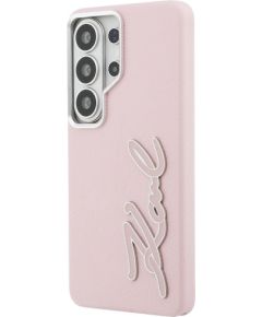 Karl Lagerfeld Grained Signature Metal Resin Logo Защитный чехол для Samsung Galaxy S26 Ultra / розовый Чехлы - альтернативные