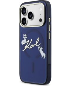 Karl Lagerfeld IML Choupettes Karl Script Logo MagSafe Aizsargapvalks priekš iPhone 17 Pro Max / zils Neoriģinālie Maciņi
