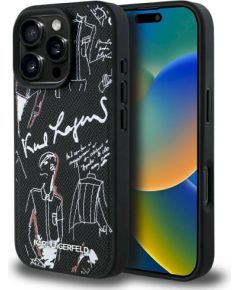 Karl Lagerfeld Grained Pattern & Logo MagSafe Защитный чехол для iPhone 16 Pro Max / чёрный Чехлы - альтернативные