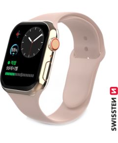 Swissten Silikona Siksniņa priekš Apple Watch 1/2/3/4/5/6/SE / 38 mm / 40 mm / Rozā Smart-Watch aksesuāri