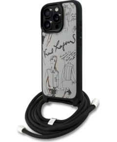 Karl Lagerfeld Crossbody Grained Pattern & Logo Case Защитный чехол для iPhone 16 Pro Max / серый Чехлы - альтернативные