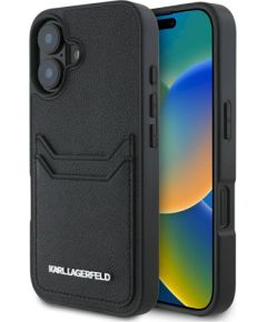 Karl Lagerfeld HC Grained PU Cardslot Metal Elong Защитный чехол для iPhone 16 / чёрный Чехлы - альтернативные