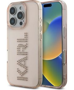 Karl Lagerfeld IML Rhinestones Logo Case Защитный чехол для iPhone 16 Pro Max / розовый Чехлы - альтернативные